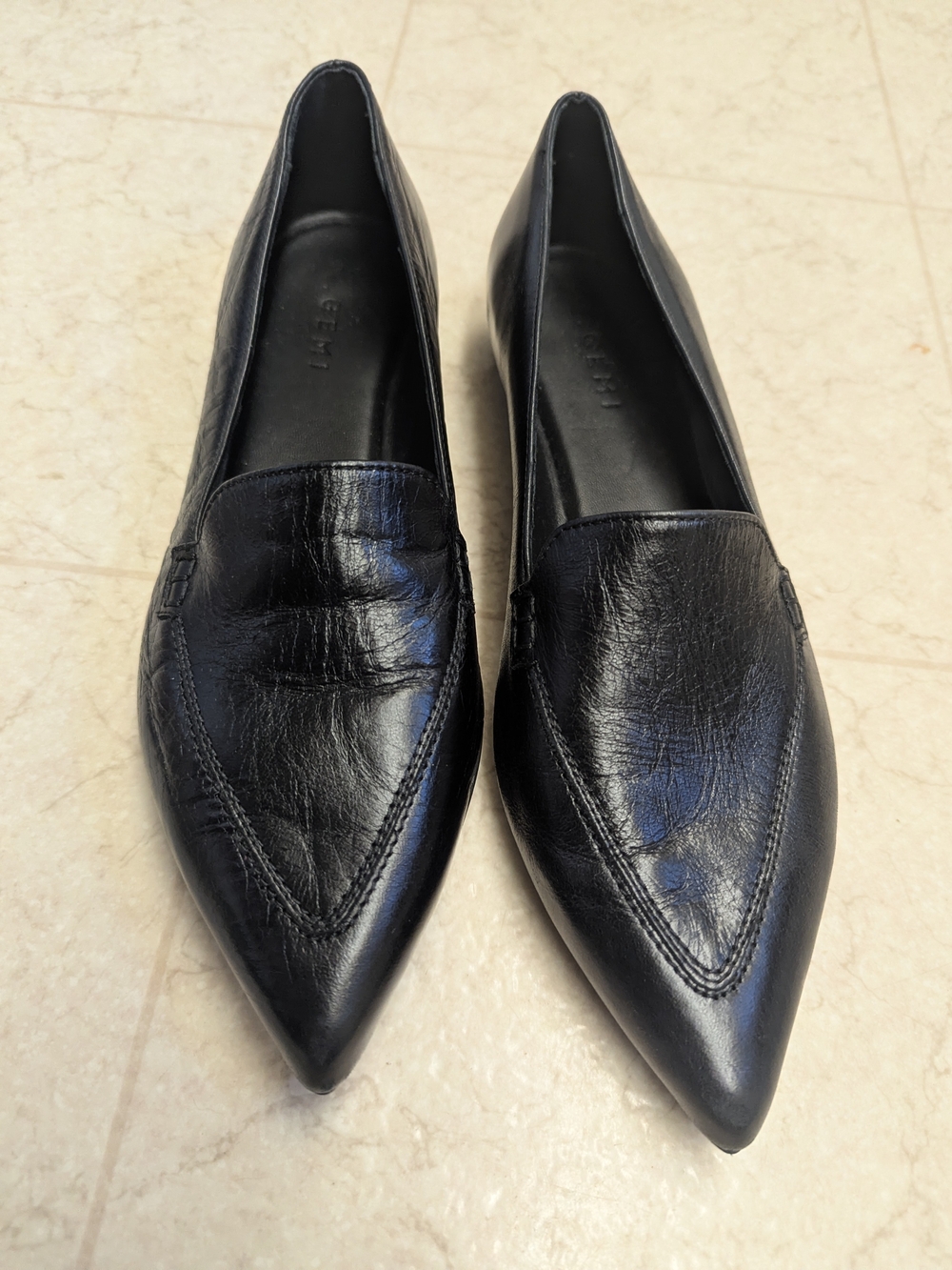 M Gemi Women's Pointed Toe Flats Black Leather Sz 40 US 9